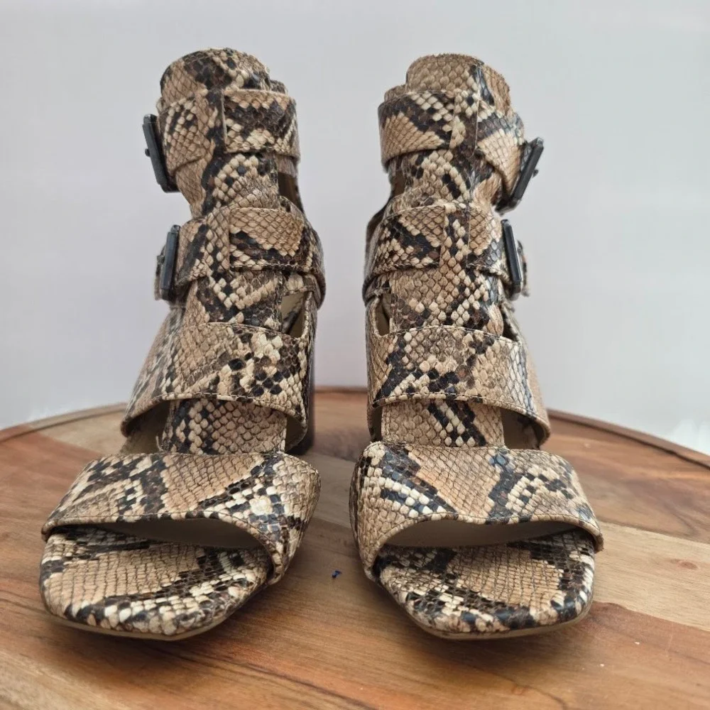 Circus by Sam Edelman Womens Snake Print Strappy Heeled Booties Size 7.5‎